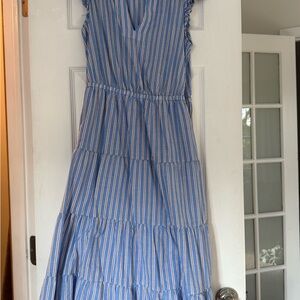 Blue Striped Sleeveless Dress